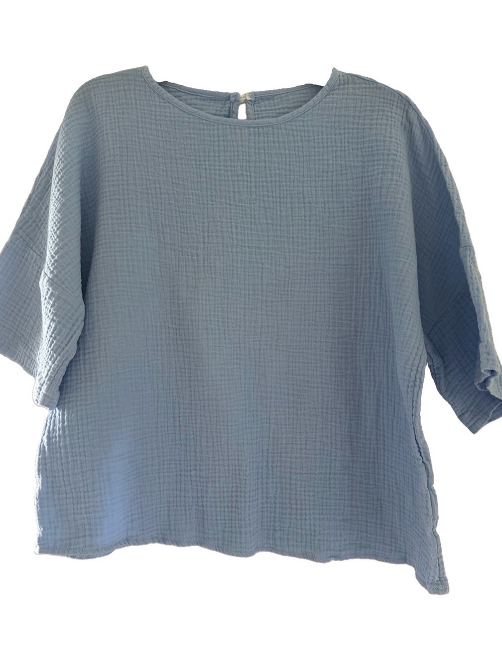 SHEIN Pale Blue Textured Boxy Tunic Top
